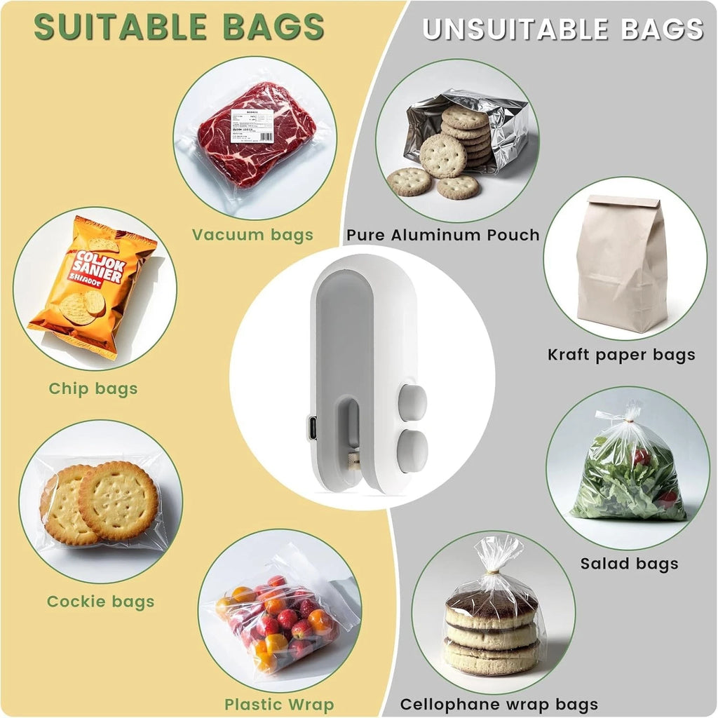 2 in 1 Mini Bag Sealer and Cutter,Rechargeable Chip Bag Sealer Machine