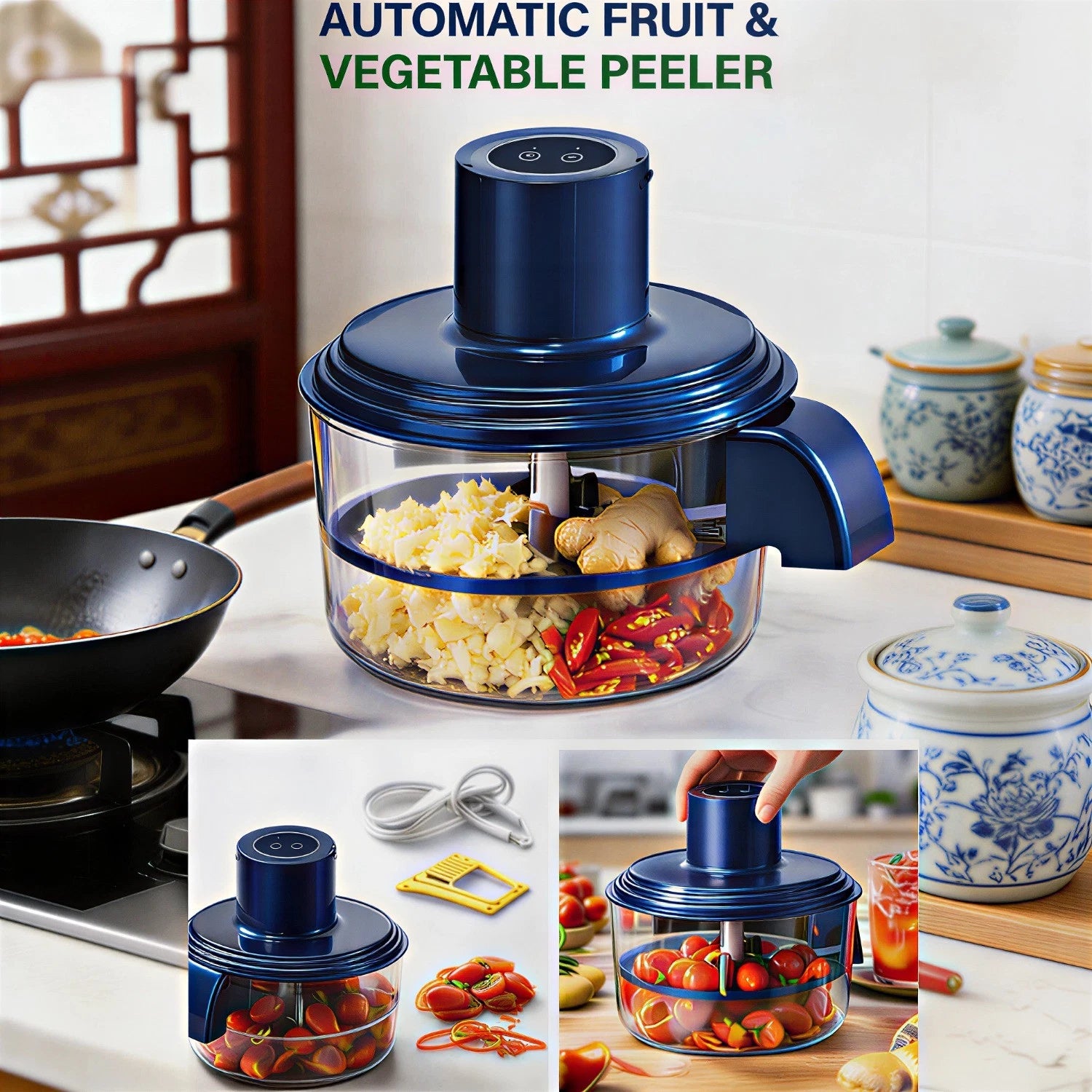 USB Rechargeable Electric Peeler Automatic Fruit & Veggie Peeling Tool Portable