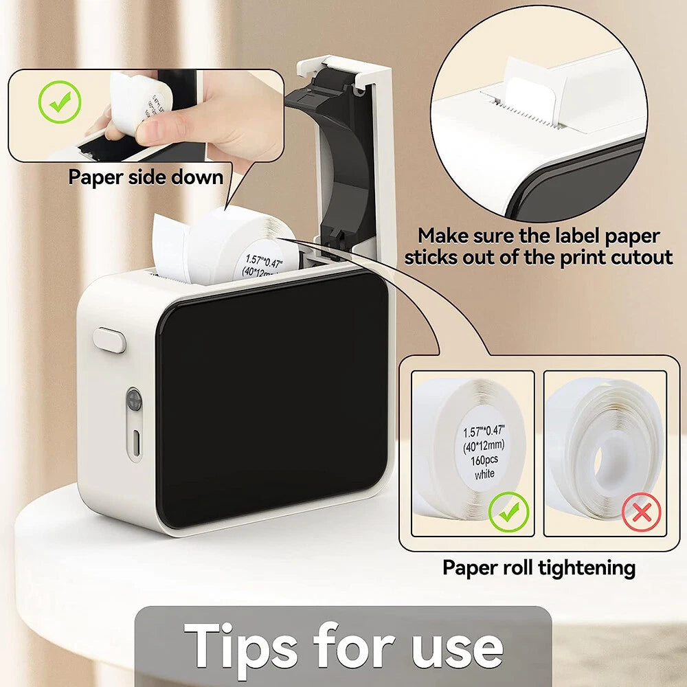 Label Maker Machine with Tape Portable Sticker Barcode Bluetooth Thermal Printer